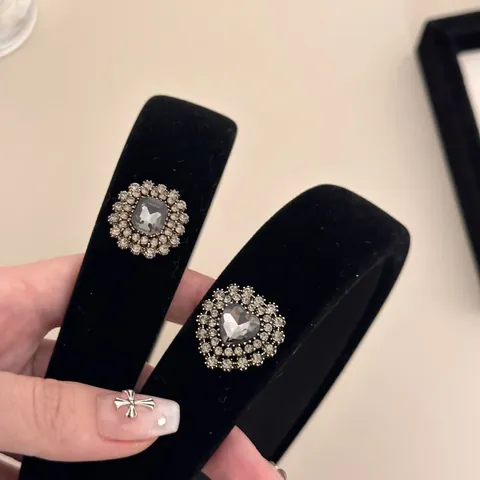 Serre-tête en Velours Noir Style Coréen Pour Femme Vintage Strass Décor Cœur Carré Accessoires de Coiffure