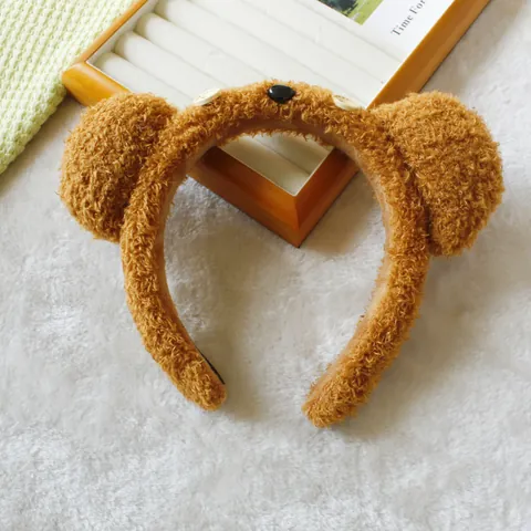 Cute Plush Rabbit Bear Ears Headband For Women Soft Faux Fur Elastic Hair Band For Face Washing Makeup Fashion Hair Hoop