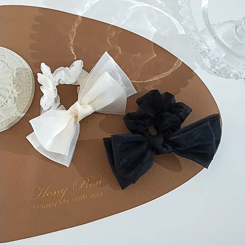 Korean Sweet Organza Double Layer Bow Scrunchie Elegant Large Hair Tie For Women Girls Daily Dating Hair Accessories