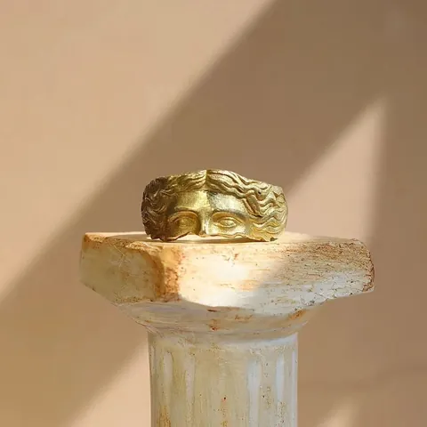 Bague Ouverte en Relief Visage de Vénus en Alliage de Zinc Vintage Réglable Style Mythologie Grecque Visage Humain Embossé Bague Or Argent Bijoux