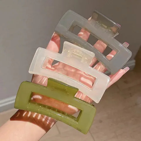 Molla per Capelli in Acrilico Trasparente in Stile Coreano Minimalista Rettangolare Geometrica Grande Fermaglio per Capelli per Donna Accessori