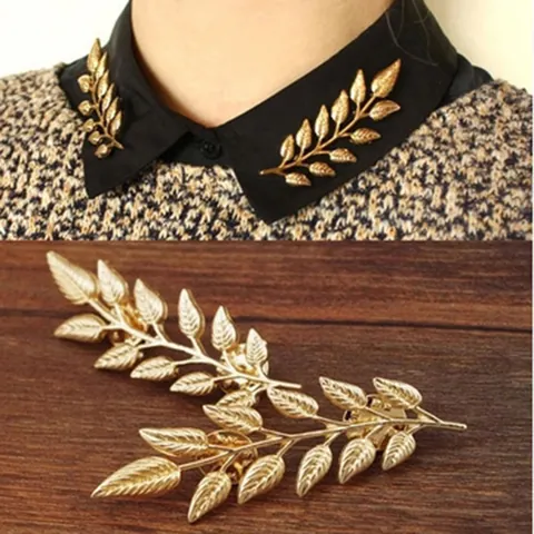 Broches de Hoja de Aleación Vintage Pines de Cuello de Follaje de Rama Delicada Para Accesorios de Camisa de Traje Joyería Decorativa Para Mujeres Hombres