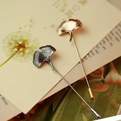 Vintage Ginkgo Blatt Brosche Anstecknadel Für Damen Legierung Metall Galvanisiert Ginkgo Biloba Blatt Reversnadel Modeschmuck