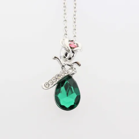 Collier Pendentif Goutte d'eau en Cristal Fleur de Rose Romantique pour Femme Alliage Incrusté de Strass Bijoux Élégants Cadeau