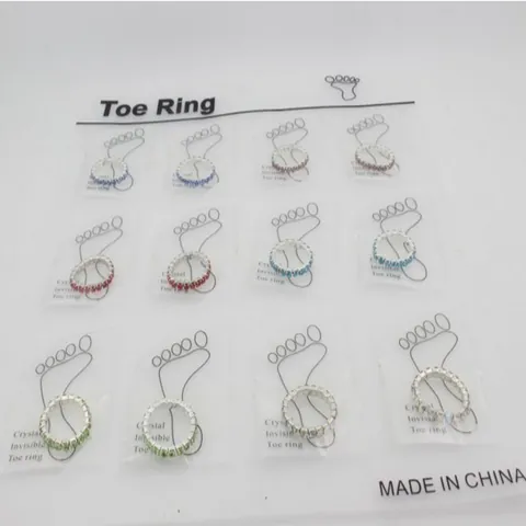 Fashion Alloy Rhinestone Elastic Toe Rings Multi-color White Crystal Stretchable Foot Jewelry For Women Summer Beach Accessory