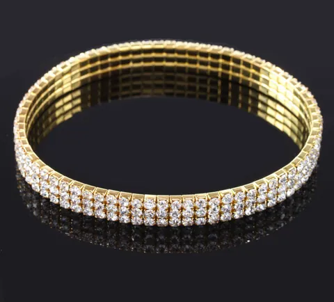 Chevillère Extensible à Trois Rangs en Alliage avec Strass Chaîne de Pied en Cristal Élastique pour Femme Mariage Fête Bijoux