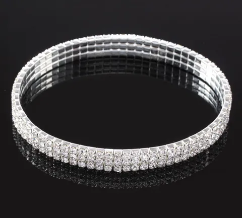Chevillère Extensible à Trois Rangs en Alliage avec Strass Chaîne de Pied en Cristal Élastique pour Femme Mariage Fête Bijoux