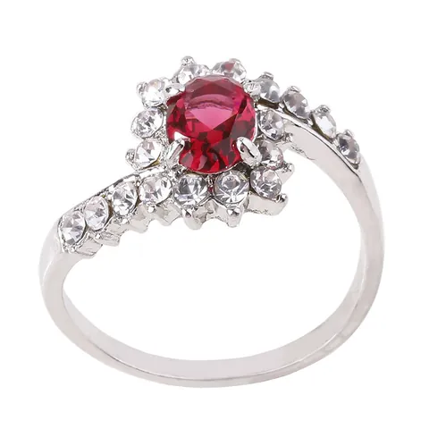 Bague en Alliage Vintage avec Pierre Précieuse Artificielle Ovale avec Accents de Strass Blancs Étincelants Bijoux Mode Occidentale Cadeau Femme