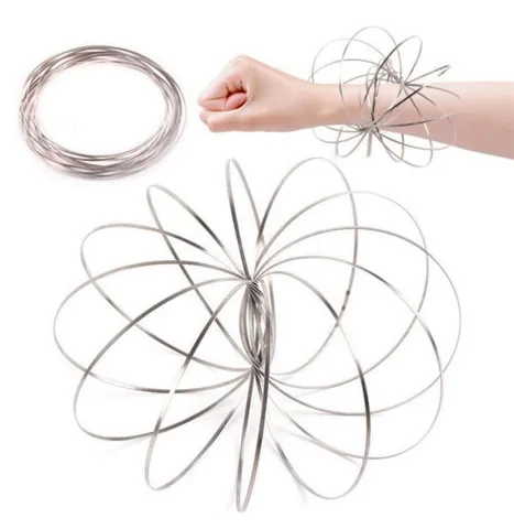 Bracciale Magico Pieghevole Flow Ring Cinetico in Acciaio Inossidabile Giocattolo Sensoriale Antistress Bangle 3D per Bambini e Adulti