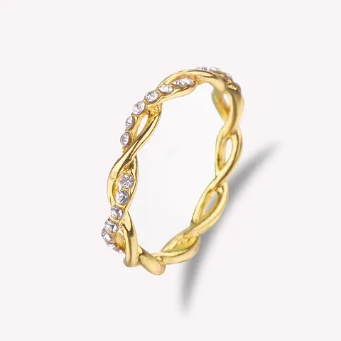 Bague Anneau Torsadé en Alliage avec Strass pour Femme Élégante Bague de Doigt Croisée Minimaliste Bijoux Quotidiens