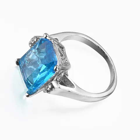 Bague en Cristal Multicolore Bleu Taille Émeraude Alliage Strass Bijoux de Mode Vintage Bague pour Femme Cadeau Fête