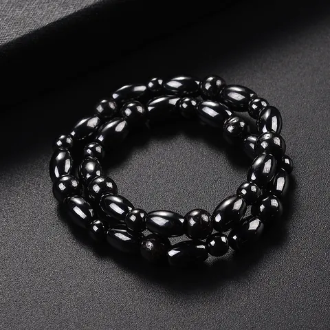 Minimalist Black Hematite Magnetic Anklet For Women Men Geometric Bead Healing Health Care Magnetic Therapy Anklet Jewelry