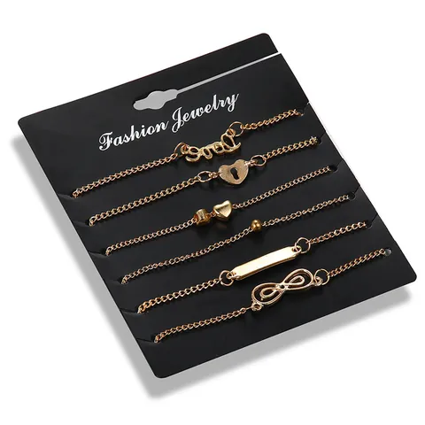 Infinity Heart Love Charms Anklets Gold Plated Alloy Multi Layer Foot Chain Jewelry Accessory For Women Beach Vacation Fashion Gift