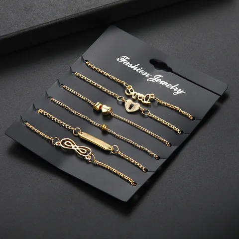 Infinity Heart Love Charms Anklets Gold Plated Alloy Multi Layer Foot Chain Jewelry Accessory For Women Beach Vacation Fashion Gift