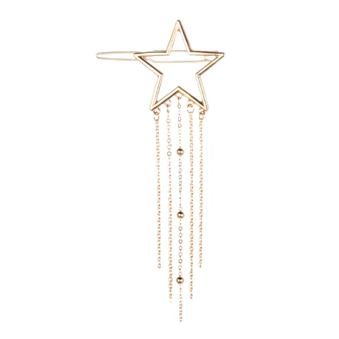 Mode Legierung Vergoldet Hohl Mond Stern Quaste Haarspange Vintage Lange Kette Metall Haarnadel Haar Schmuck Für Damen Party