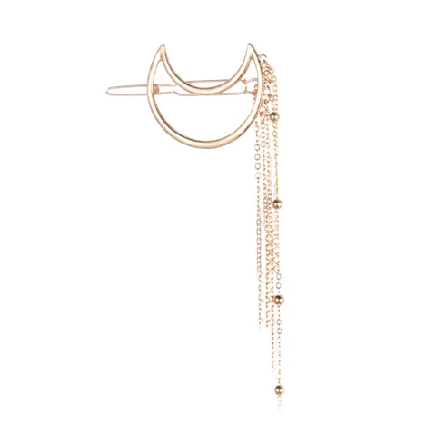 Mode Legierung Vergoldet Hohl Mond Stern Quaste Haarspange Vintage Lange Kette Metall Haarnadel Haar Schmuck Für Damen Party