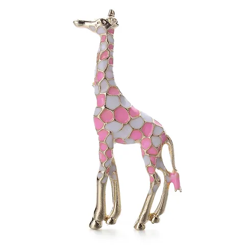 Broche de Jirafa de Esmalte de Moda Aleación de Animales para Mujeres Chapado en Oro Colorido Rosa Accesorios Joyería Regalo