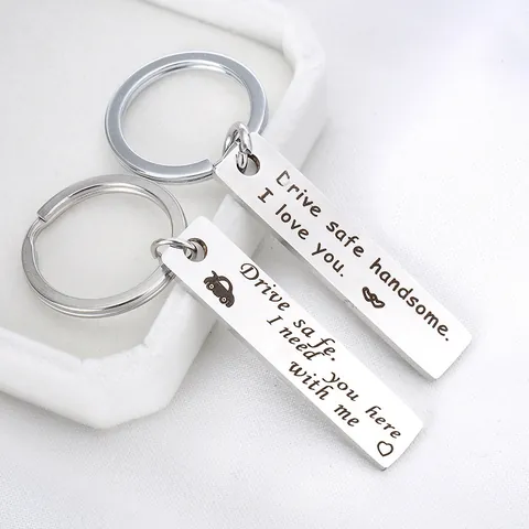 Llavero de Acero Inoxidable Drive Safe Handsome I Love You Llavero Rectangular Grabado Regalo Para Esposo Novio Padre