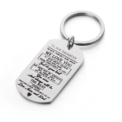 Inspirerende Legering Hondenpenning Halsketting En Sleutelhanger Cadeau Voor Zoon Dochter Van Mama Papa Zilver Gegraveerde Sieraden