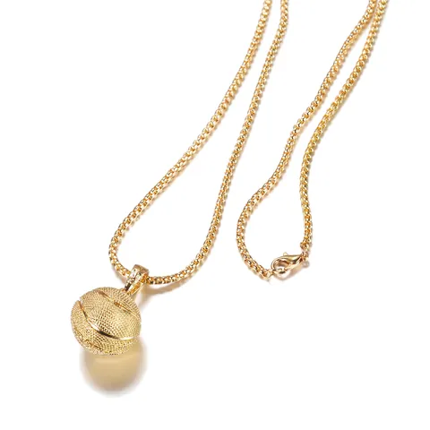 Hip Hop 3D Sportball Anhänger Halskette Legierung Gold Silber Plattiert Basketball Fußball Rugby Form Mode Unisex Schmuck