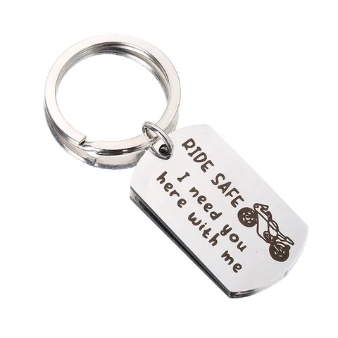 Llavero de Acero Inoxidable Grabado Ride Safe I Need You Here With Me Motocicleta Bicicleta Regalo Llavero Para Hombres Mujeres