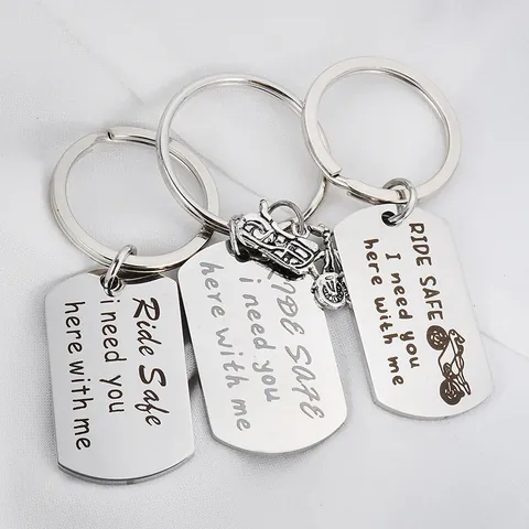 Llavero de Acero Inoxidable Grabado Ride Safe I Need You Here With Me Motocicleta Bicicleta Regalo Llavero Para Hombres Mujeres