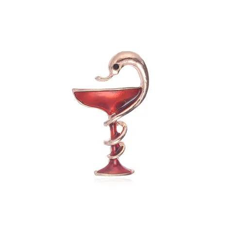 Broche de Aleación Esmaltado Vintage Con Copa de Higía y Serpiente de Strass Símbolo Médico Pin para Enfermeras Médicos Farmacéuticos Joyería