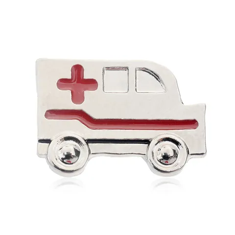 Fashion Alloy Enamel Ambulance Brooch Red Cross Medical Symbol Pin Badge For Doctors Nurses Health Workers Jewelry Gift