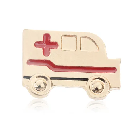 Fashion Alloy Enamel Ambulance Brooch Red Cross Medical Symbol Pin Badge For Doctors Nurses Health Workers Jewelry Gift