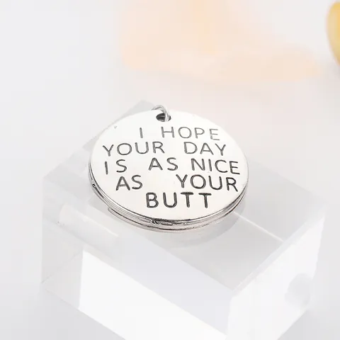 Humorous Engraved Metal Keychain Heart Round Tag I Love You Quote Couple Gift Silver Alloy Key Ring Accessory
