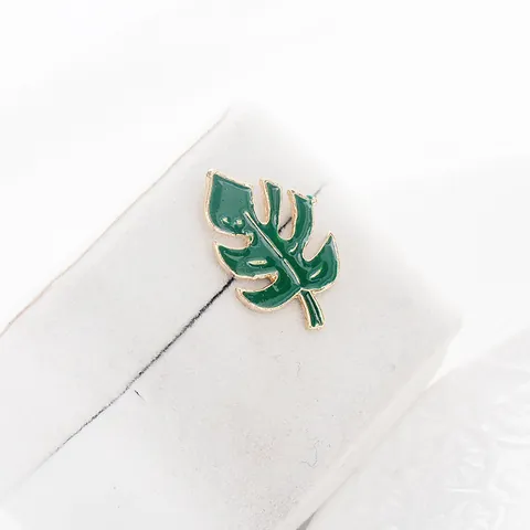 Enamel Tropical Plant Brooch Pin Alloy Gold Plated Monstera Leaf Cactus Coconut Tree Fashion Jewelry For Women Daily Accessories