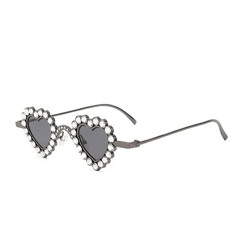 Mode Hartvormige Strass Zonnebril Voor Vrouwen Metalen Frame UV400 Gepolariseerde Lens Luxe Party Zonnebril Accessoire