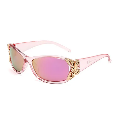 Y2K Women Polarized Sunglasses PC Frame Metal Butterfly Decor UV400 Protection Trendy Oversized Shade Glasses Outdoor Eyewear