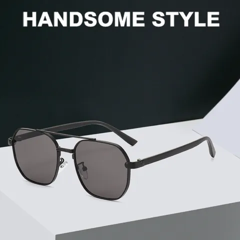 Fashion Polygon Double Bridge Metal Frame Sunglasses For Women Men Vintage UV400 Protection Polygon Shape Sun Glasses Versatile Outdoor Eyewear