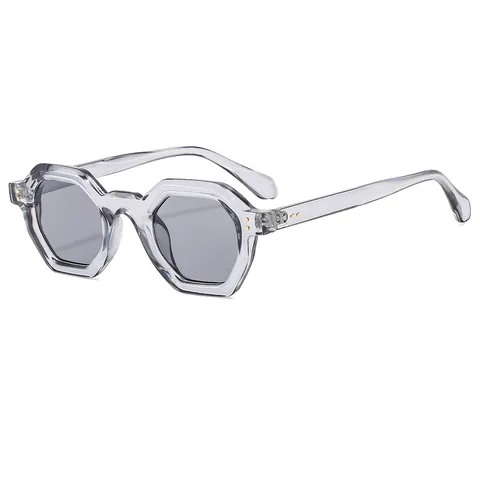 Vintage Hexagon Sunglasses PC Frame AC Lens Geometric Rivet Fashion UV400 Protection Travel Outdoor Eyewear For Women Men