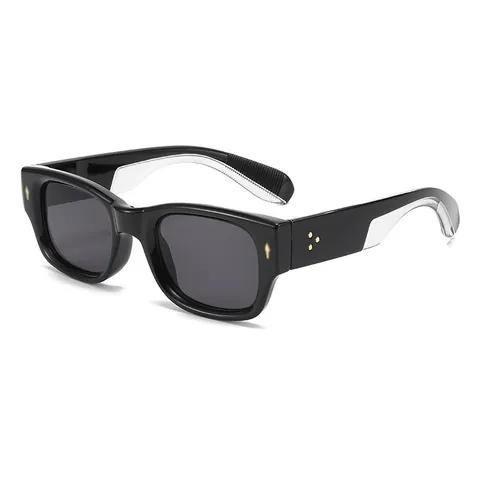 Women's Retro Rectangle Sunglasses Square PC Frame UV400 Protection Metal Rivet Decor Fashion Outdoor Eyewear