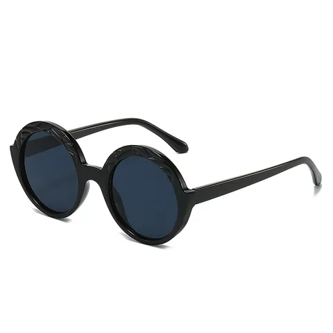 Oversized Round Sunglasses Vintage Textured Frame UV400 Protection Unisex Hip Hop Streetwear PC Eyeglasses