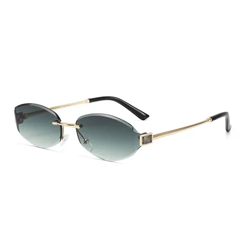 Mode Randloze Geometrische Zonnebril Metalen Frame UV400 Gradiënt Lens Trendy Brillen Voor Vrouwen Mannen Street Style