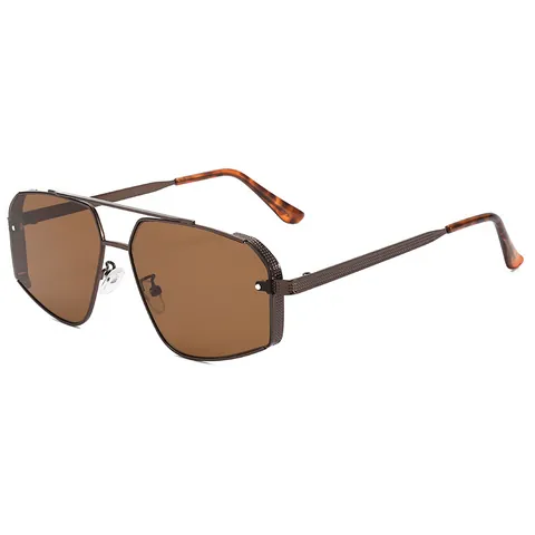 Fashion Aviator Sunglasses For Men Women UV400 Metal Frame Double Bridge Knurled Details PC Lens Outdoor Driving Sunglasses