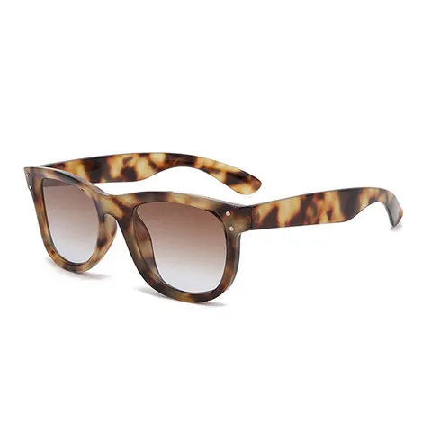 Vintage Square Frame Sunglasses For Women Men UV400 Protection PC Material Leopard Gradient Lens Fashion Outdoor Eyewear