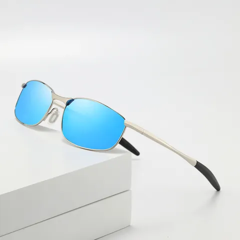 Occhiali da Sole Polarizzati da Uomo Classici Quadrati Montatura in Metallo Protezione UV400 Per Guida Pesca Sport All'aperto Moda Casual