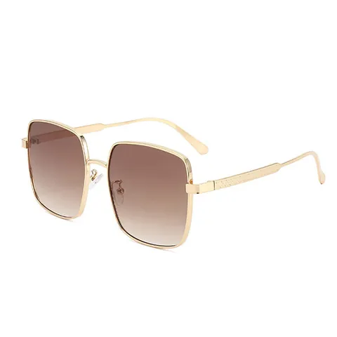 Fashion Large Square Metal Frame Sunglasses For Women Men Vintage Gradient PC Lens UV400 Sun Protection Trendy Eyewear Travel