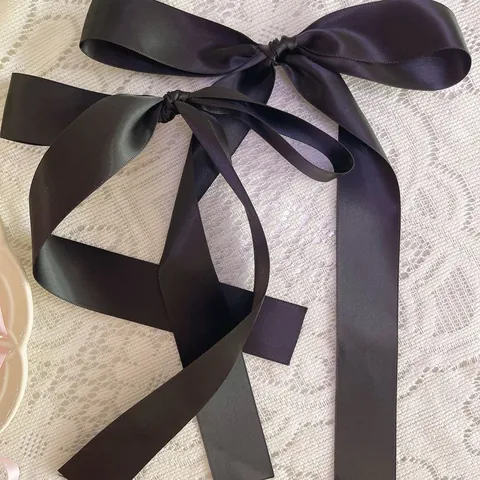 Elegant Satin Ribbon Bowknot Hair Clip Elastic Hair Rope With Long Streamers Balletcore Hair Accessories For Women Girls
