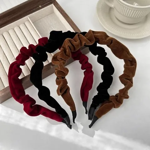 Koreanisches Vintage Stirnband Samt Rot Gefaltet Breit Damen Elegant Wolken Stoff Haarreif Modischer Kopfschmuck Accessoire