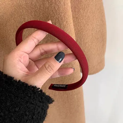 Cerchietto in Raso Rosso Vino Retro Coreano per Donna Elegante Fatto a Mano Saia Tinta Unita Fascia per Capelli Accessori Capelli