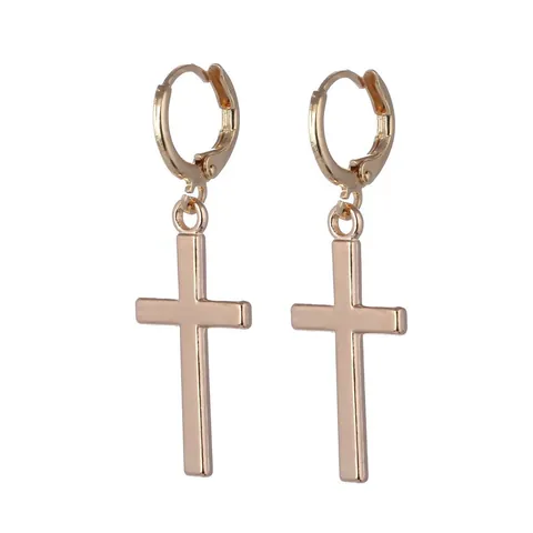 Legierung Kreuz Anhänger Creolen Für Herren Damen Punk Gothic Hip Hop Polierte Metall Huggie Ohrringe Schmuck Zubehör Geschenk