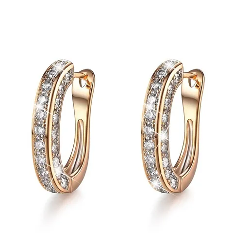 Boucles d'Oreilles Créoles Huggie en Alliage Strass Forme U Avec Tige en Argent Sterling 925 Bijoux de Zircone