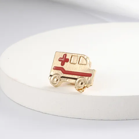 Spilla Ambulanza alla Moda in Lega Smalto Croce Rossa Pin da Risvolto per Medici Infermieri Gioielli Medici Regalo