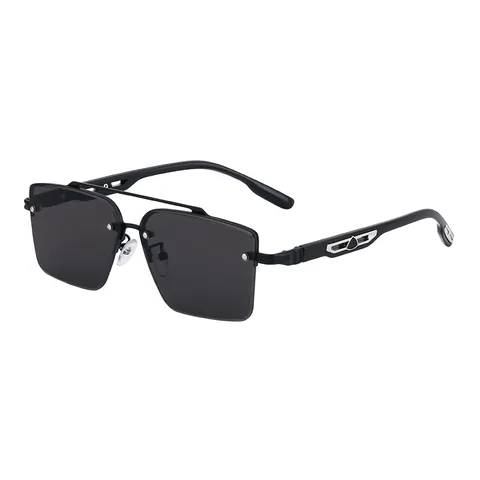 Fashion Square Double Bridge Sunglasses For Men UV400 Protection PC Metal Rimless Eyewear For Driving Outdoor Casual