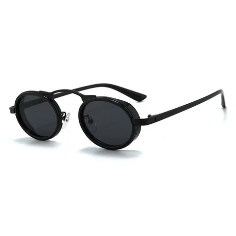 Retro Steampunk Oval Small Frame Sunglasses For Men Women Metal Futuristic Sun Glasses Cyberpunk Vintage UV400 Protection Eyewear